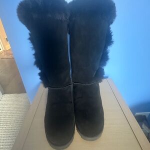 Women's Black Fur-Lined BearPaw Boots
